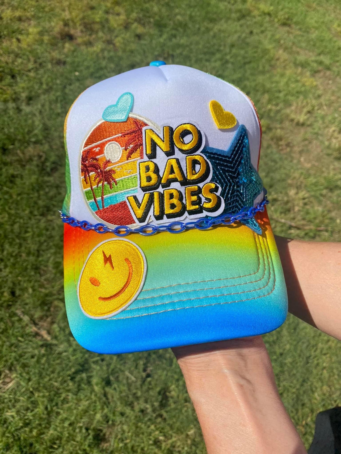 No Bad Vibes Summer Lovin’ Tie Dye Trucker Hat